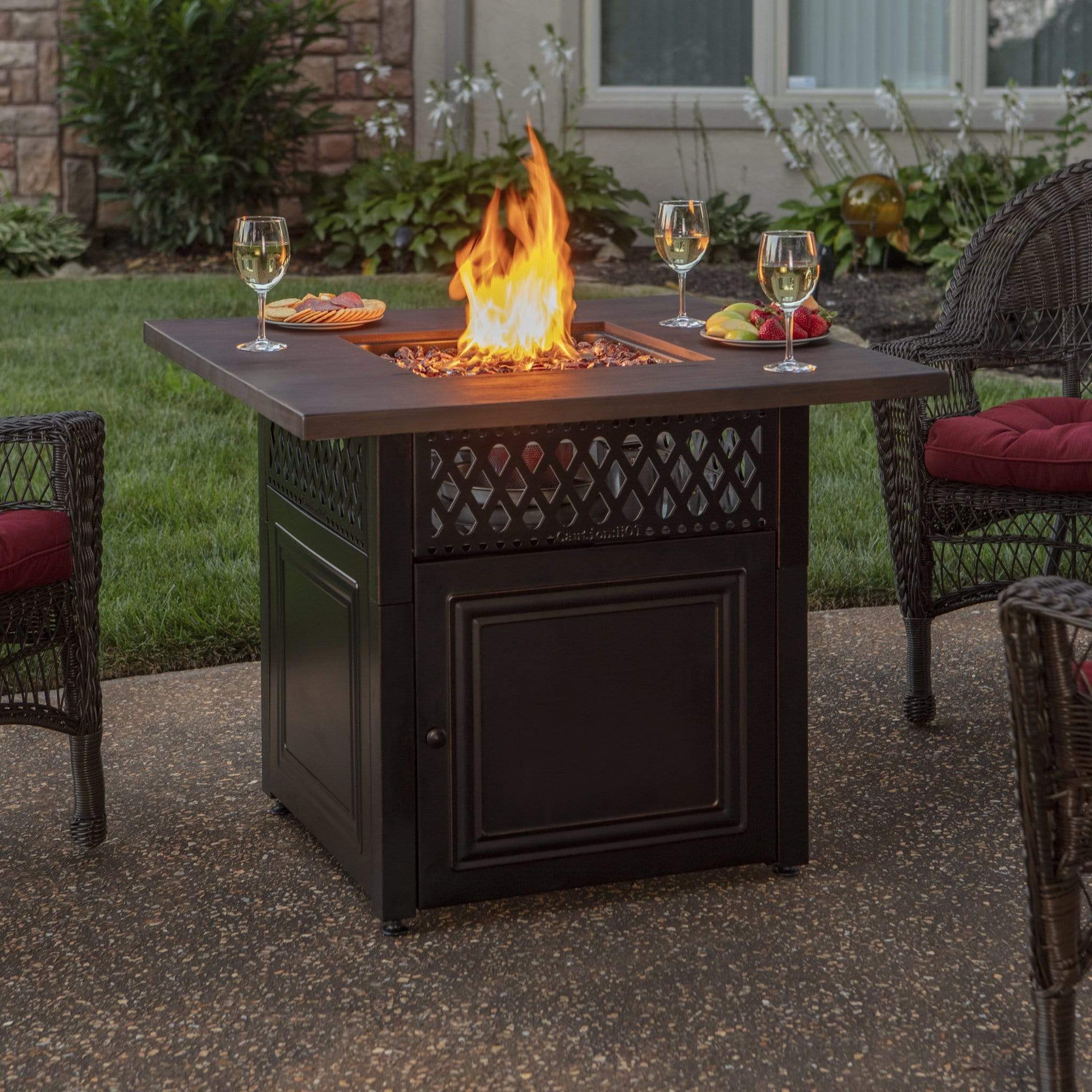 Endless Summer The Donovan, Dual Heat LP Gas Outdoor Fire Pit/Patio Heater with Wood Look Resin Mantel GAD19102ES - Image 4