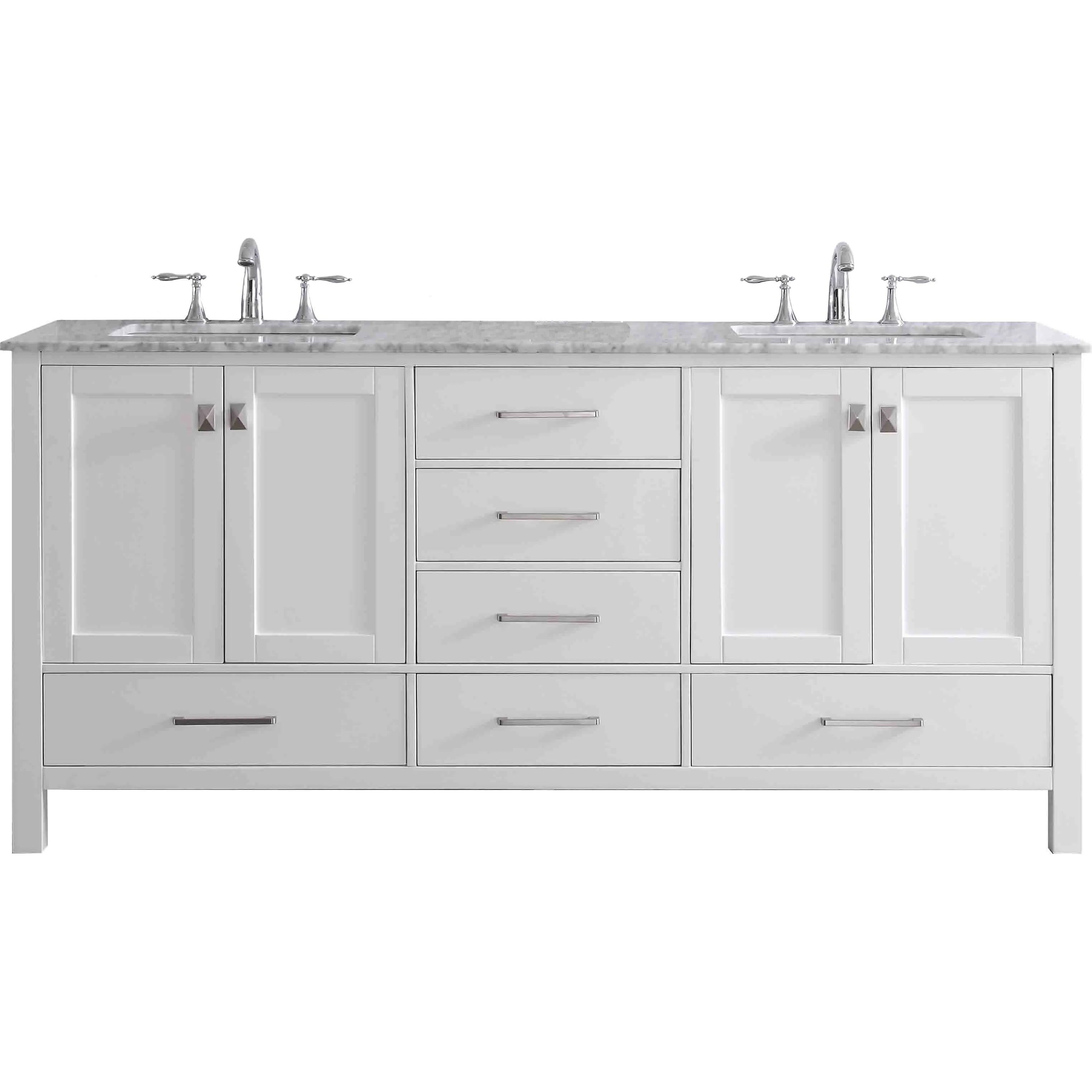 Eviva Aberdeen 78" Transitional White Bathroom Vanity with White Carrera Countertop - Image 3