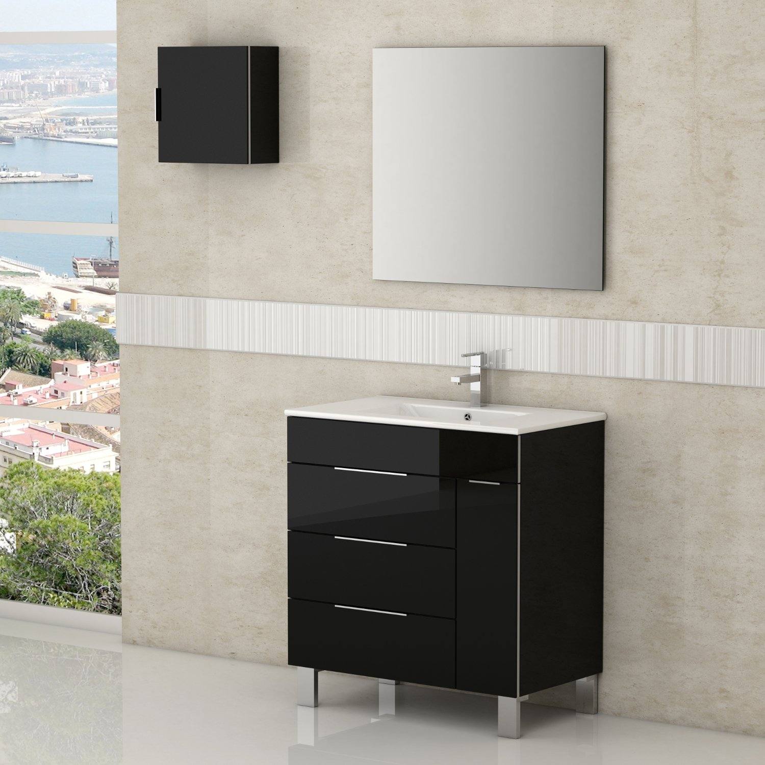 Eviva Geminis 28" Modern Bathroom Vanity with White Integrated Porcelain Sink
