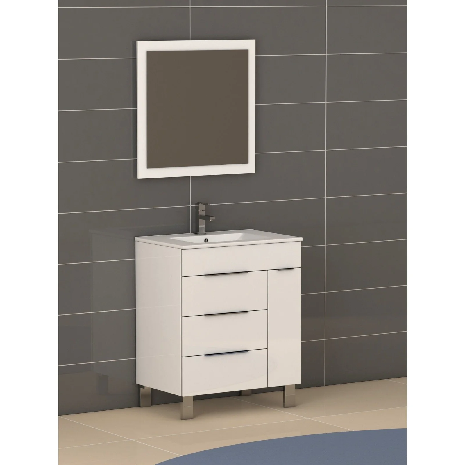 Eviva Geminis 28" Modern Bathroom Vanity with White Integrated Porcelain Sink - Image 5