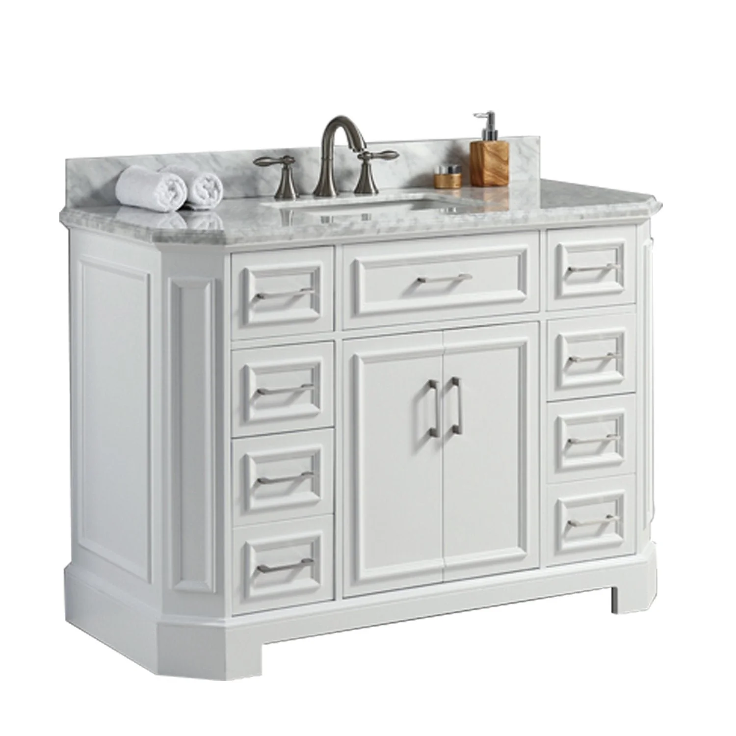 Eviva Glory 48" Bathroom Vanity with Carrara Marble Counter-top and Porcelain Sink - Image 6
