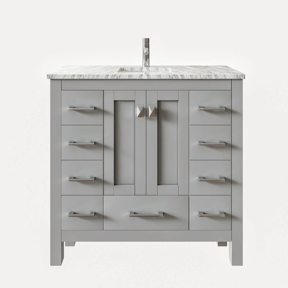 Eviva Hampton 36" x 18" Transitional Bathroom Vanity with White Carrara Countertop and Undermount Porcelain Sink - Image 8
