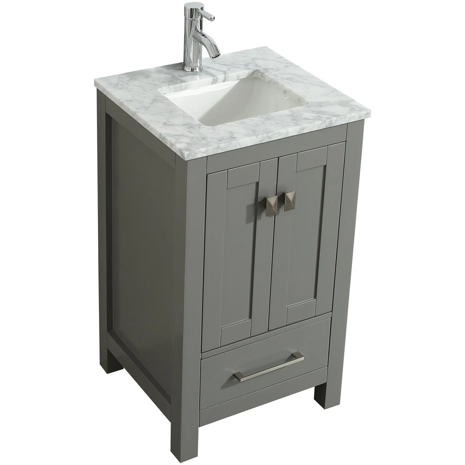 Eviva London 30" Transitional Bathroom Vanity with White Carrara Marble Countertop - Image 6