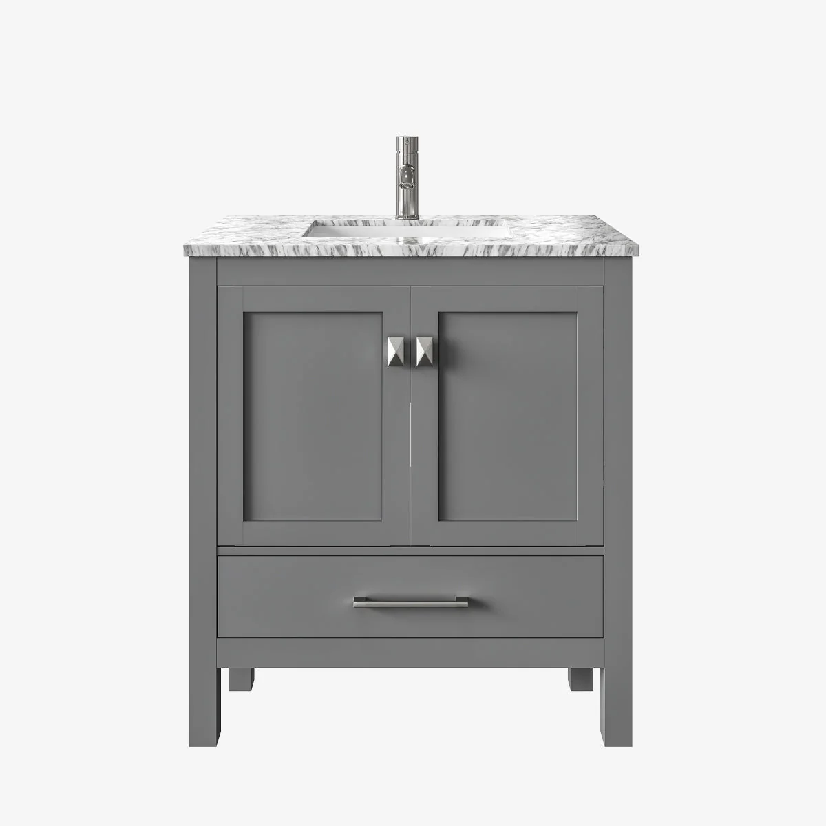 Eviva London 30" x 18" Transitional Bathroom Vanity with Crema Marfil Marble Countertop and Undermount Porcelain Sink - Image 10