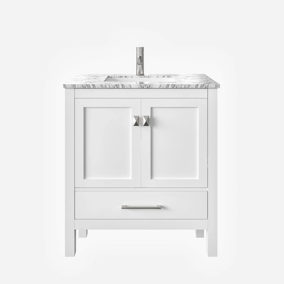 Eviva London 30" x 18" Transitional Bathroom Vanity with Crema Marfil Marble Countertop and Undermount Porcelain Sink - Image 18