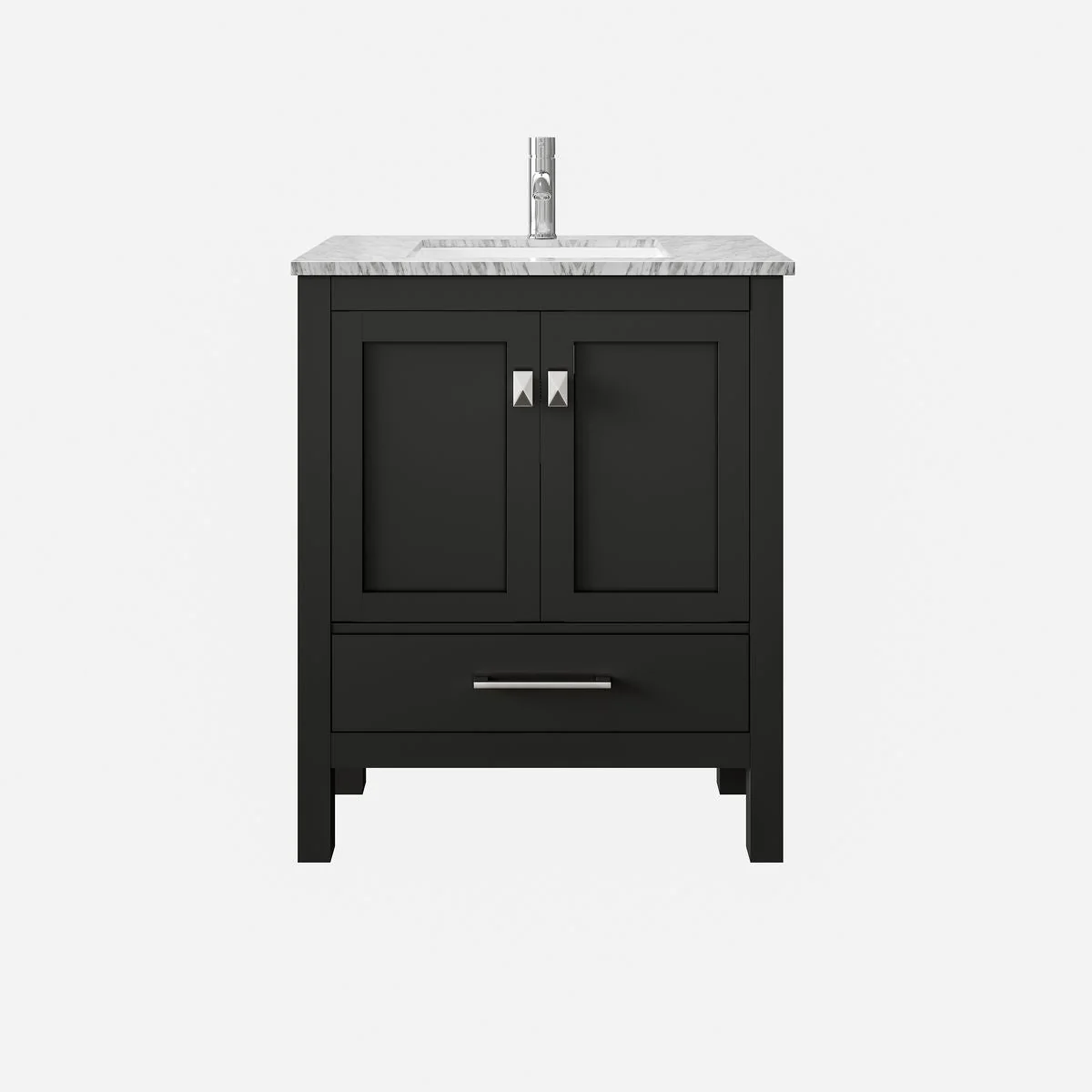 Eviva London 30" x 18" Transitional Bathroom Vanity with Crema Marfil Marble Countertop and Undermount Porcelain Sink - Image 2