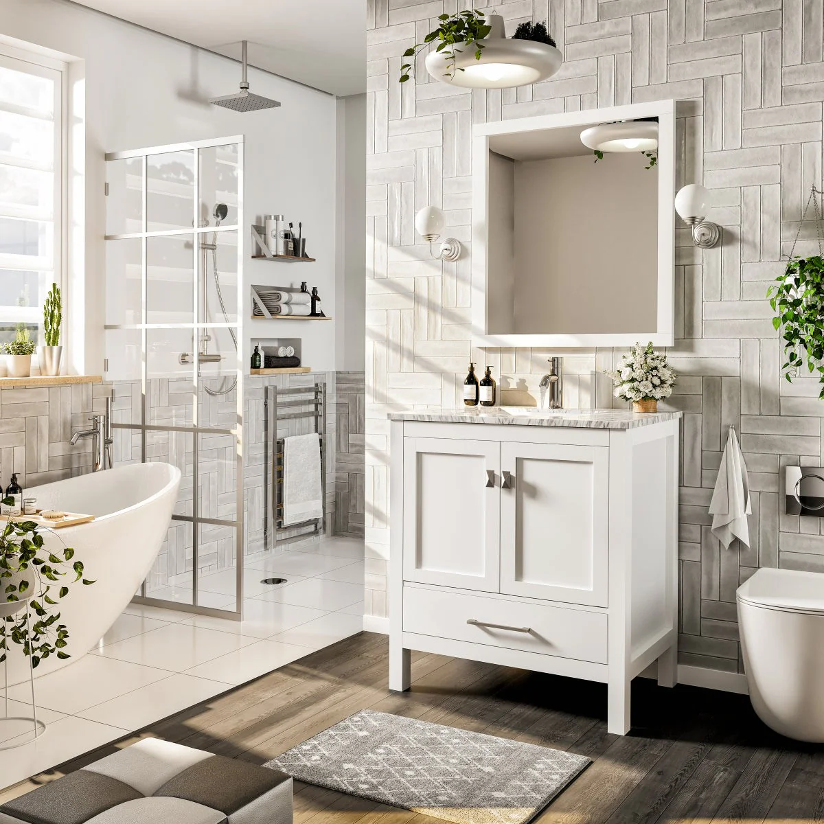 Eviva London 30" x 18" Transitional Bathroom Vanity with Crema Marfil Marble Countertop and Undermount Porcelain Sink - Image 21