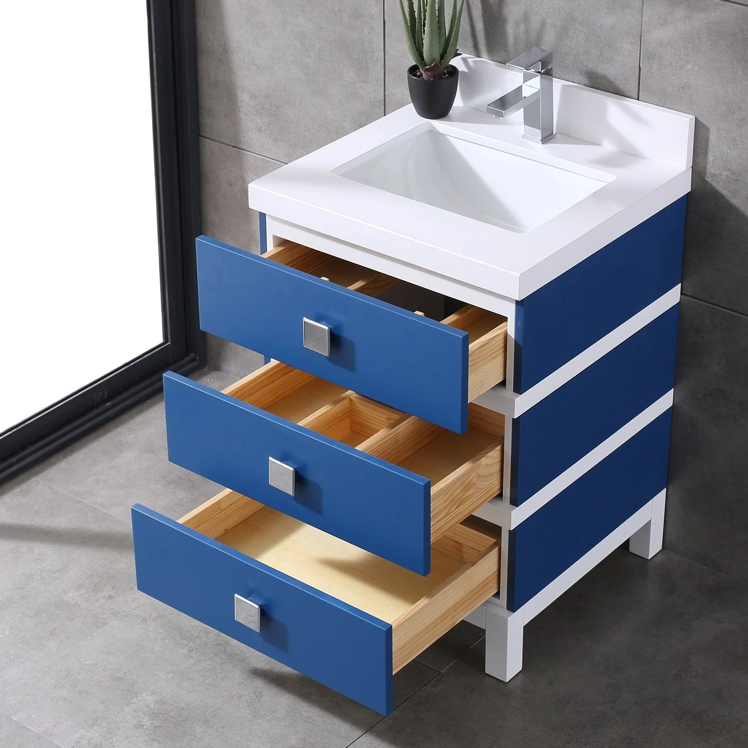Eviva Sydney 24" Bathroom Vanity with Solid Quartz Countertop - Image 4