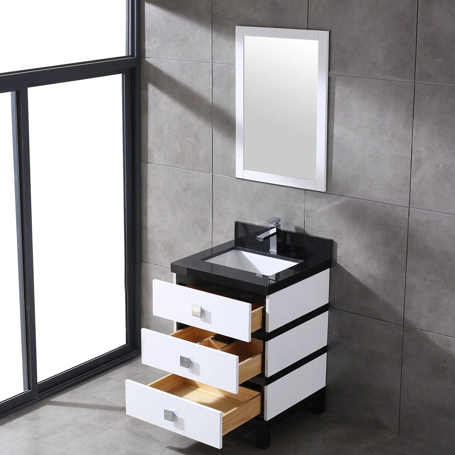 Eviva Sydney 24" Bathroom Vanity with Solid Quartz Countertop - Image 9