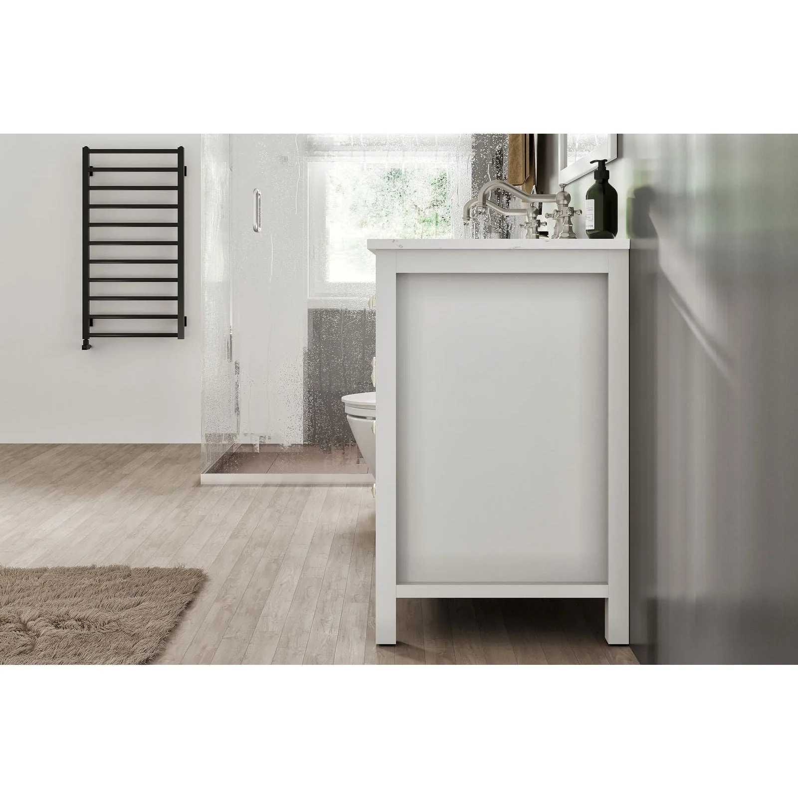Eviva Totti Artemis 48" Transitional Double Sink Bathroom Vanity with White Carrara Style Man-Made Stone Countertop and Undermount Porcelain Sinks - Image 10