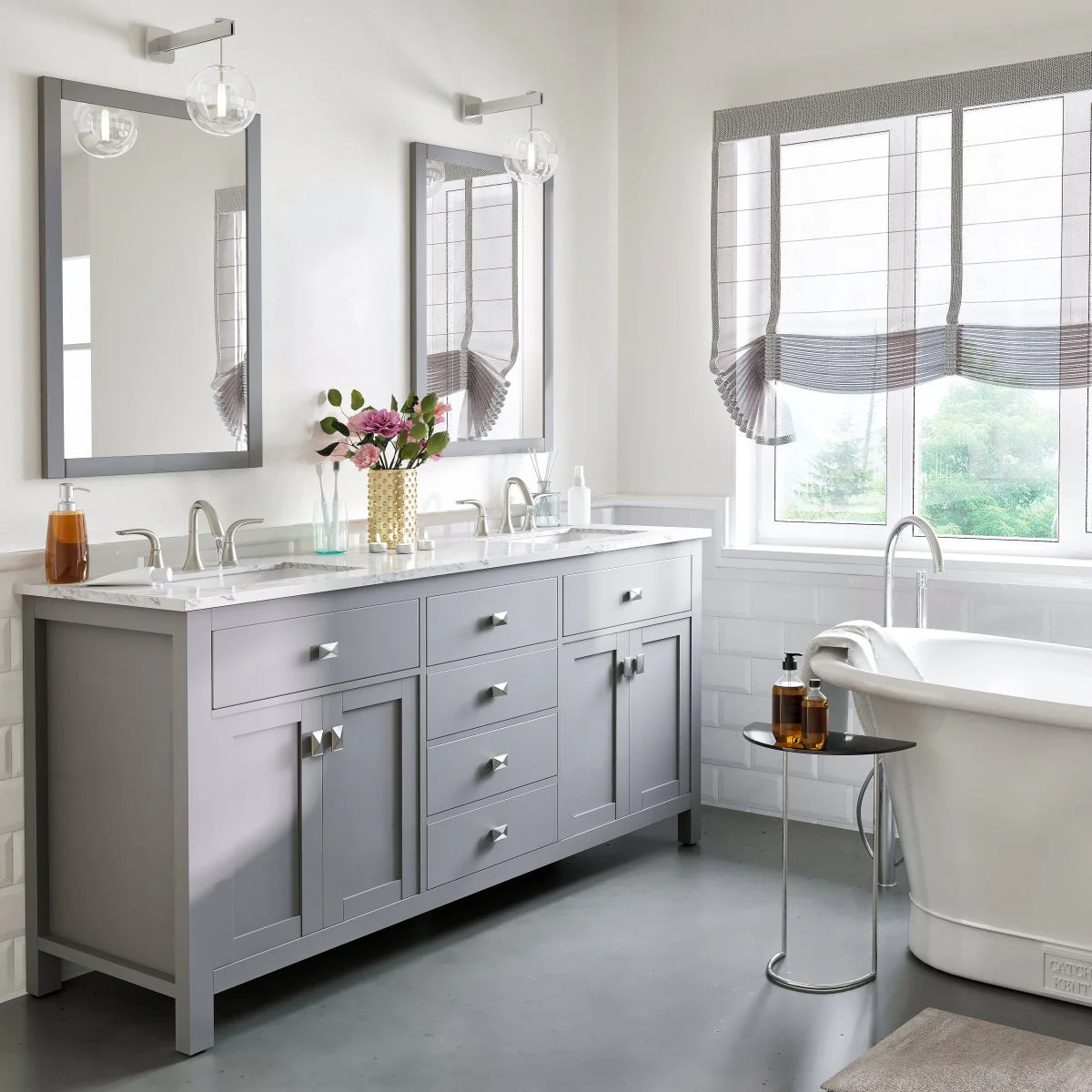 Eviva Totti Artemis 60" Transitional Double Sink Bathroom Vanity with White Carrara Style Man-Made Stone Countertop and Undermount Porcelain Sinks - Image 15