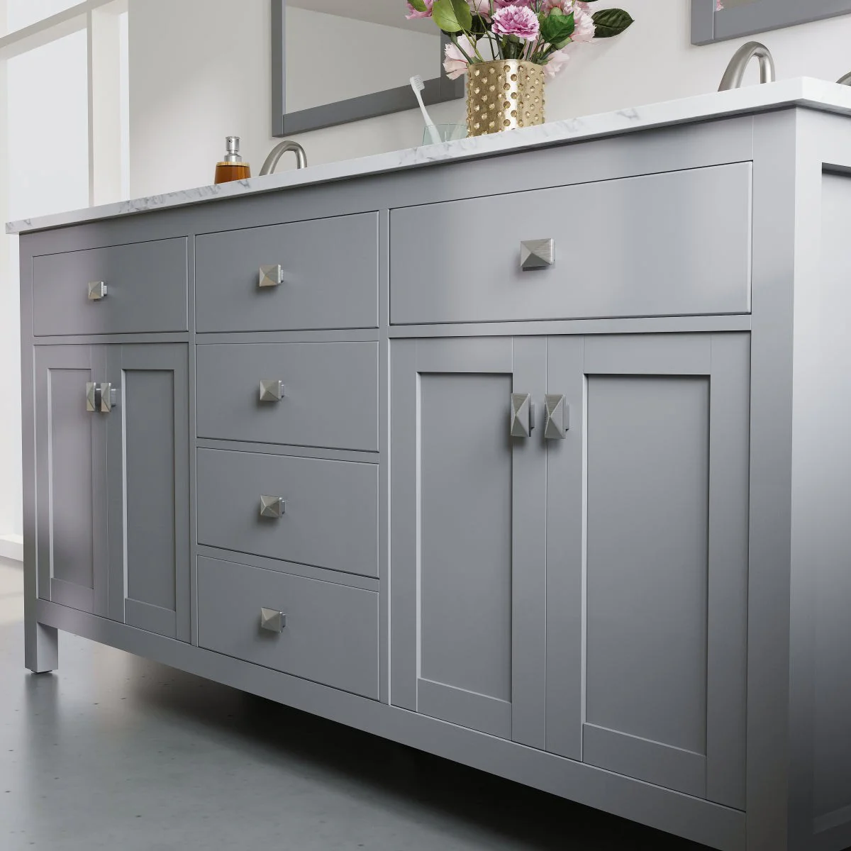 Eviva Totti Artemis 60" Transitional Double Sink Bathroom Vanity with White Carrara Style Man-Made Stone Countertop and Undermount Porcelain Sinks - Image 19