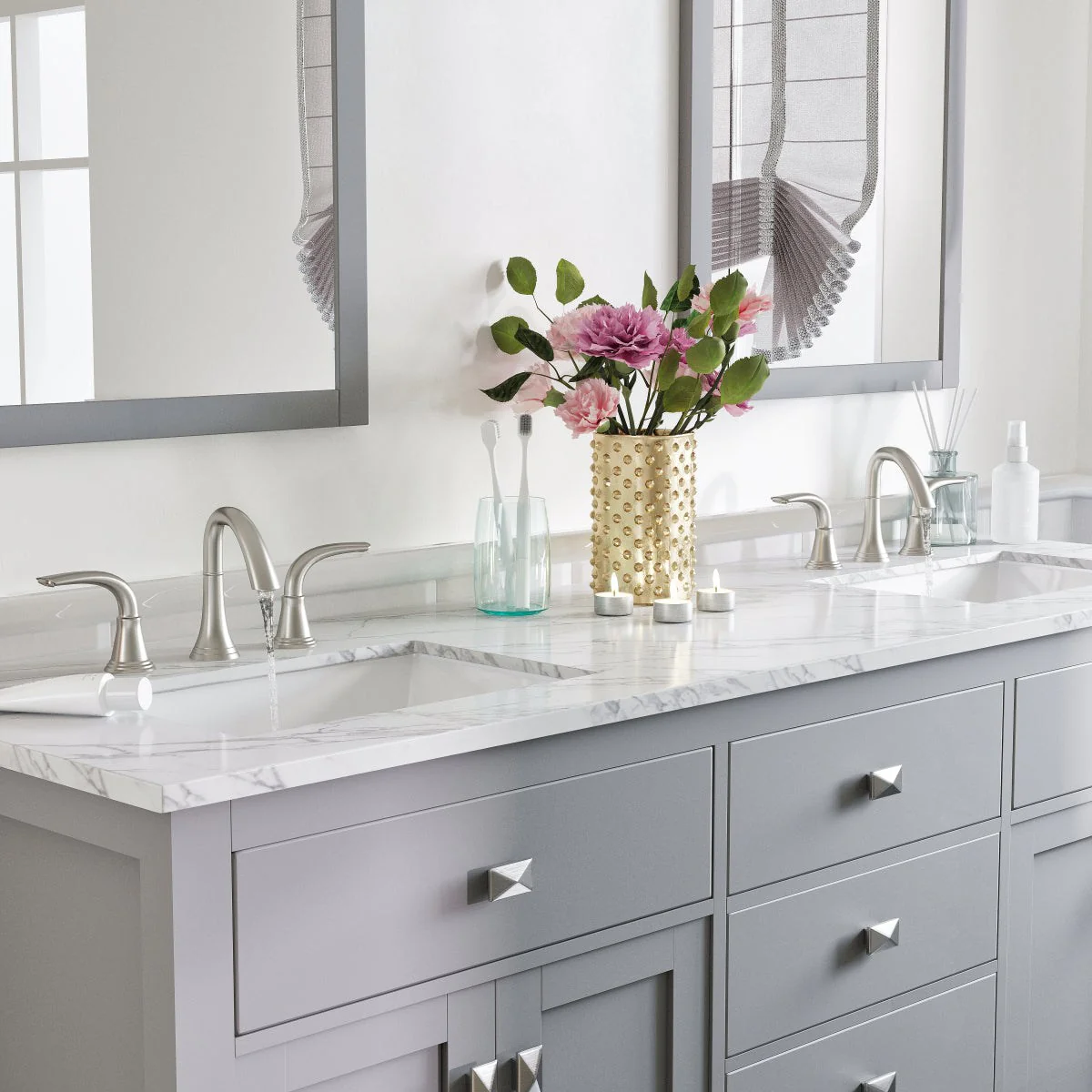Eviva Totti Artemis 60" Transitional Double Sink Bathroom Vanity with White Carrara Style Man-Made Stone Countertop and Undermount Porcelain Sinks - Image 20
