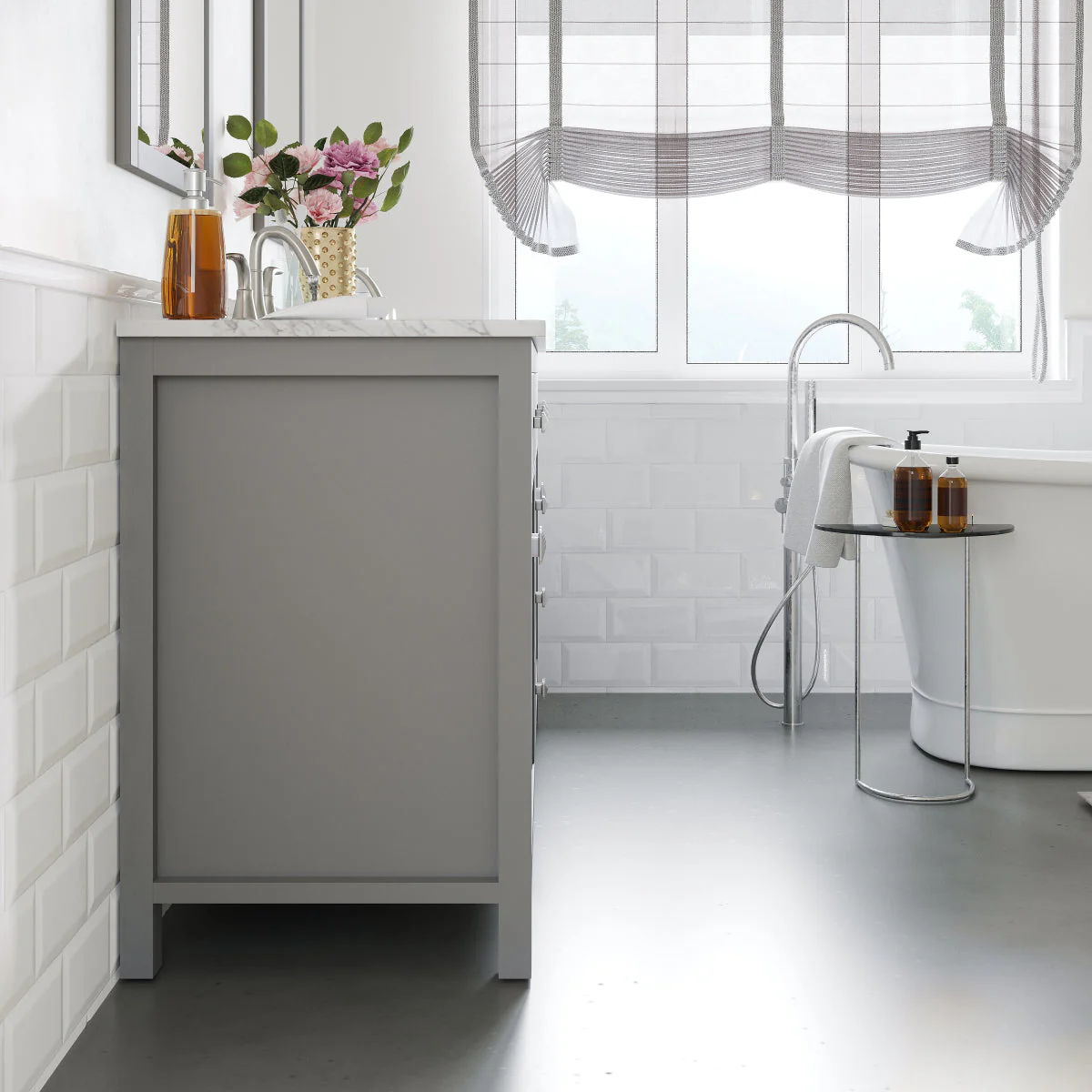 Eviva Totti Artemis 60" Transitional Double Sink Bathroom Vanity with White Carrara Style Man-Made Stone Countertop and Undermount Porcelain Sinks - Image 22
