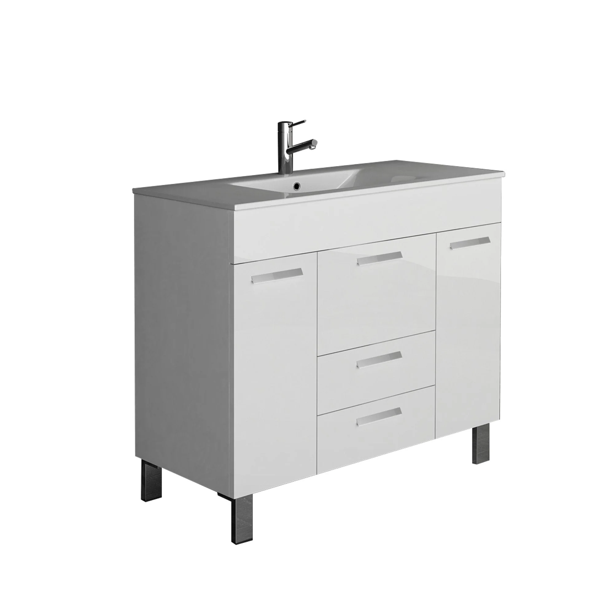 Eviva Venus 36" Modern Bathroom Vanity Wall Mount with White Integrated Porcelain Sink - Image 2