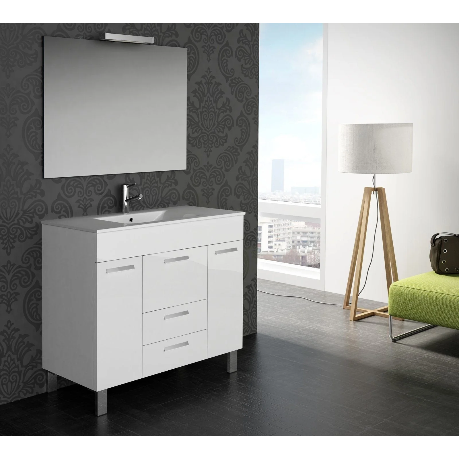 Eviva Venus 36" Modern Bathroom Vanity Wall Mount with White Integrated Porcelain Sink - Image 3
