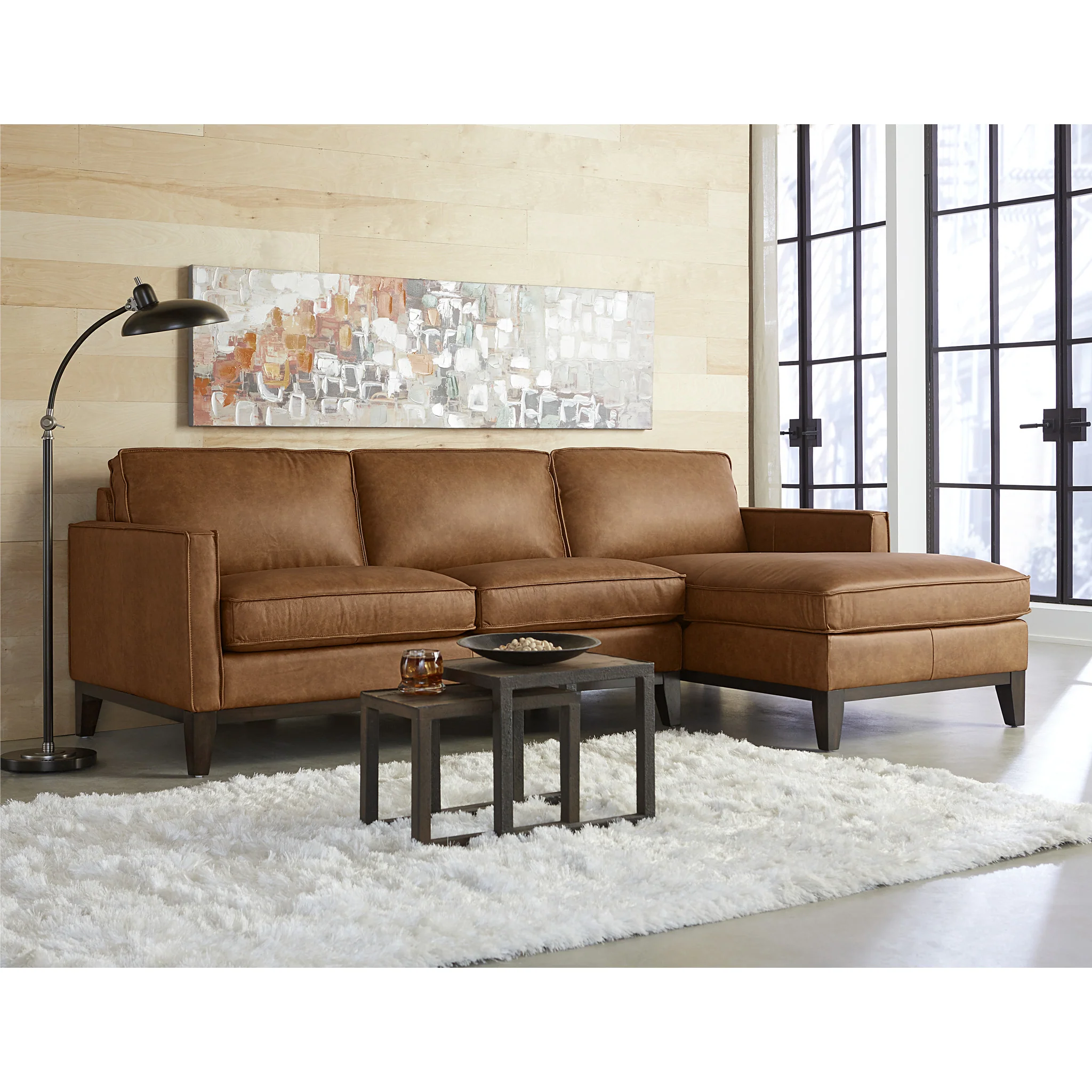 GTR Pimlico Brown Leather Sectional with RAF Chaise - Image 3