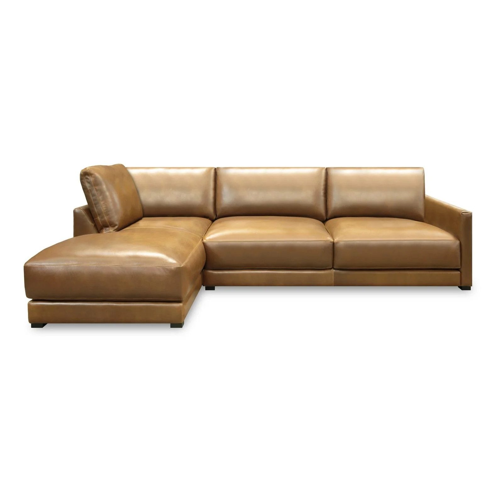 GTR Raffa 100% Top Grain Leather Contemporary Sectional, Left Arm Chaise - Image 3