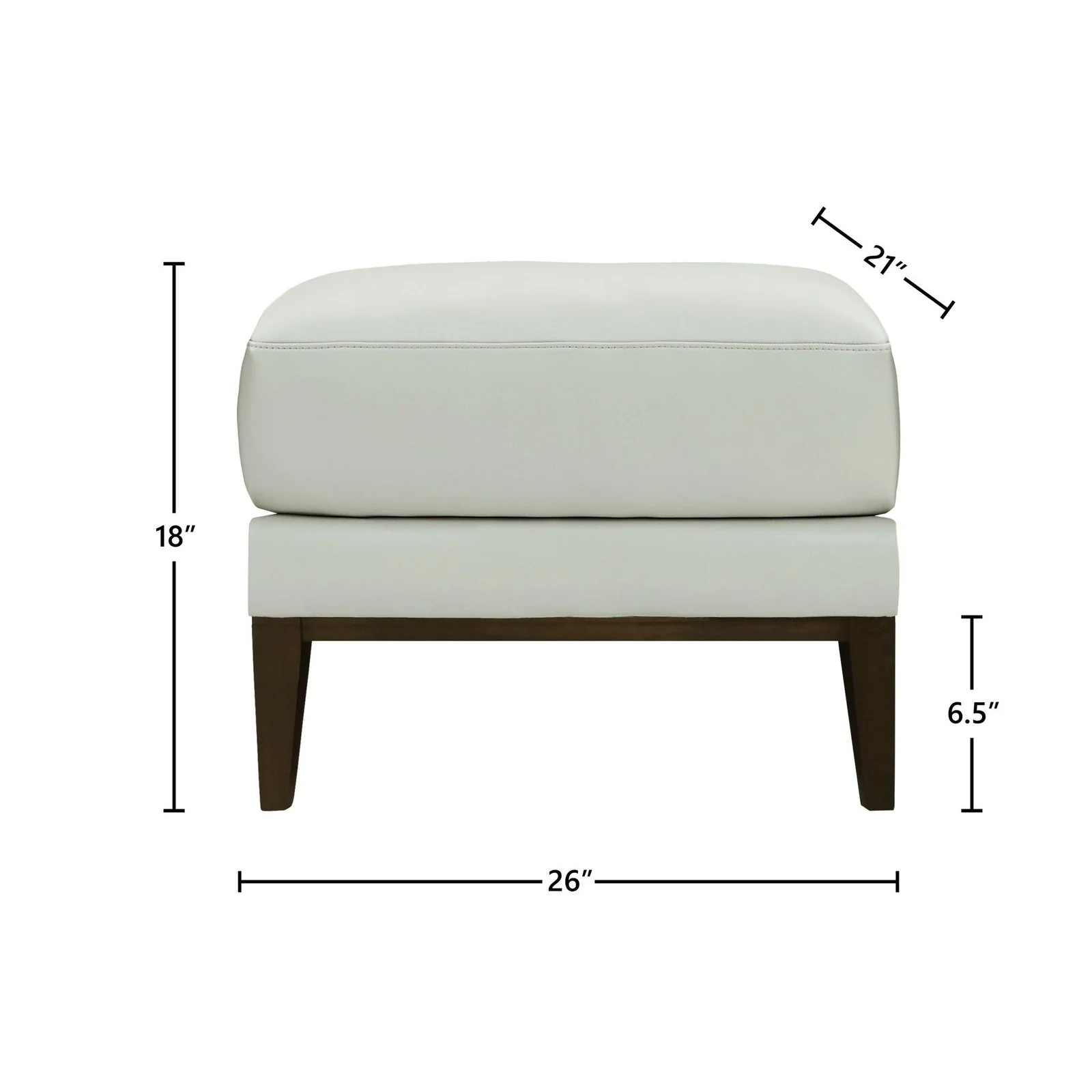 GTR Rio Light Gray Leather Ottoman - Image 2