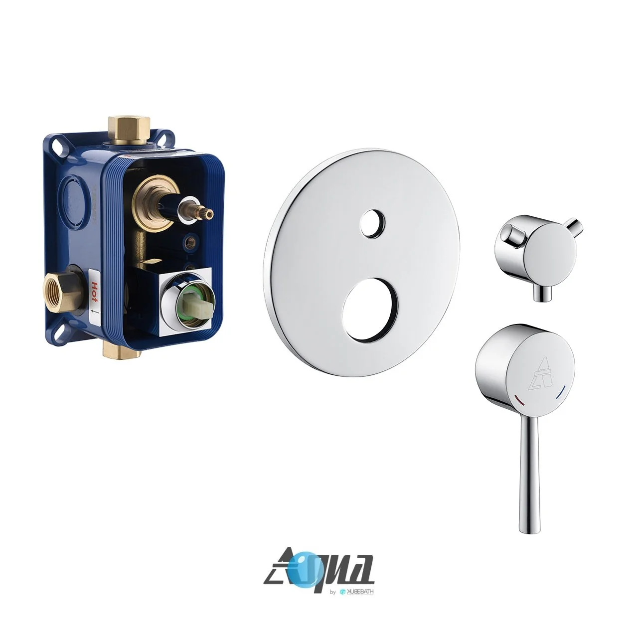 KubeBath Aqua Rondo Rough-In Valve With Cover Plate, Handle, and Diverter - Image 5