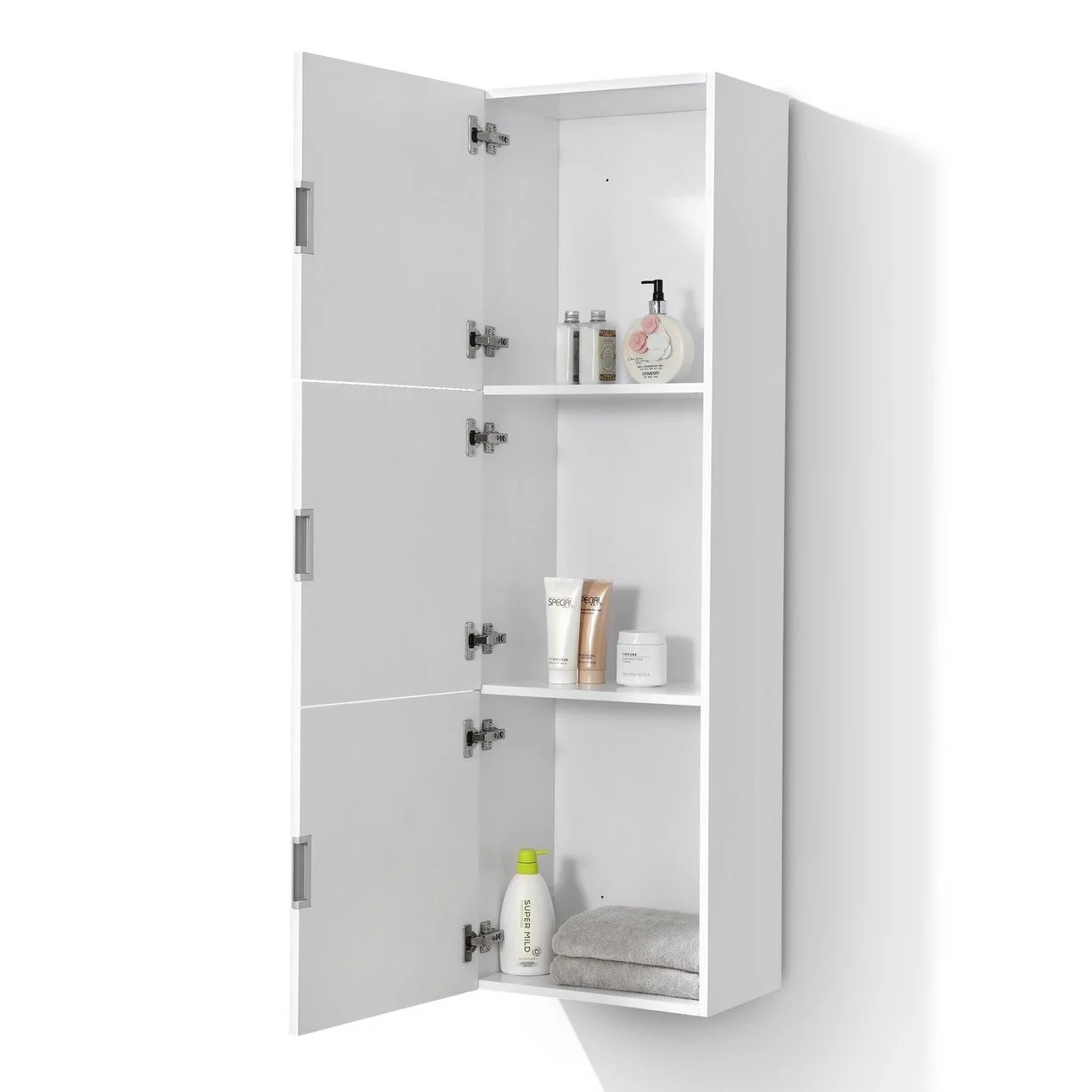 KubeBath Bliss 18" Wide by 59" High Linen Side Cabinet With Three Doors - Image 4