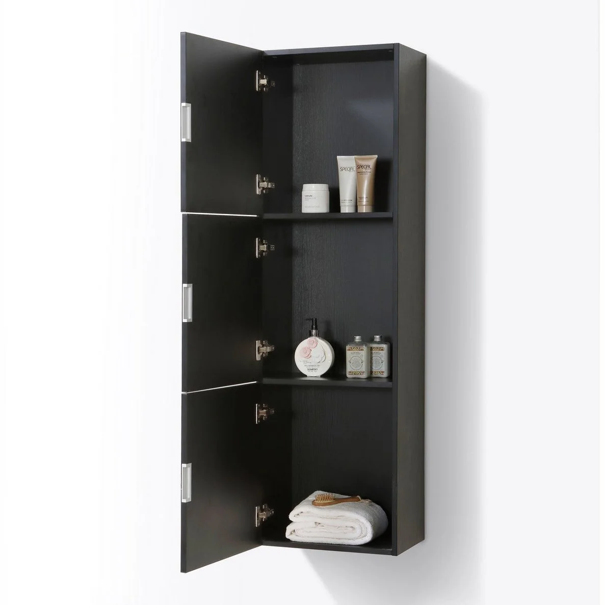 KubeBath Bliss 18" Wide by 59" High Linen Side Cabinet With Three Doors - Image 8
