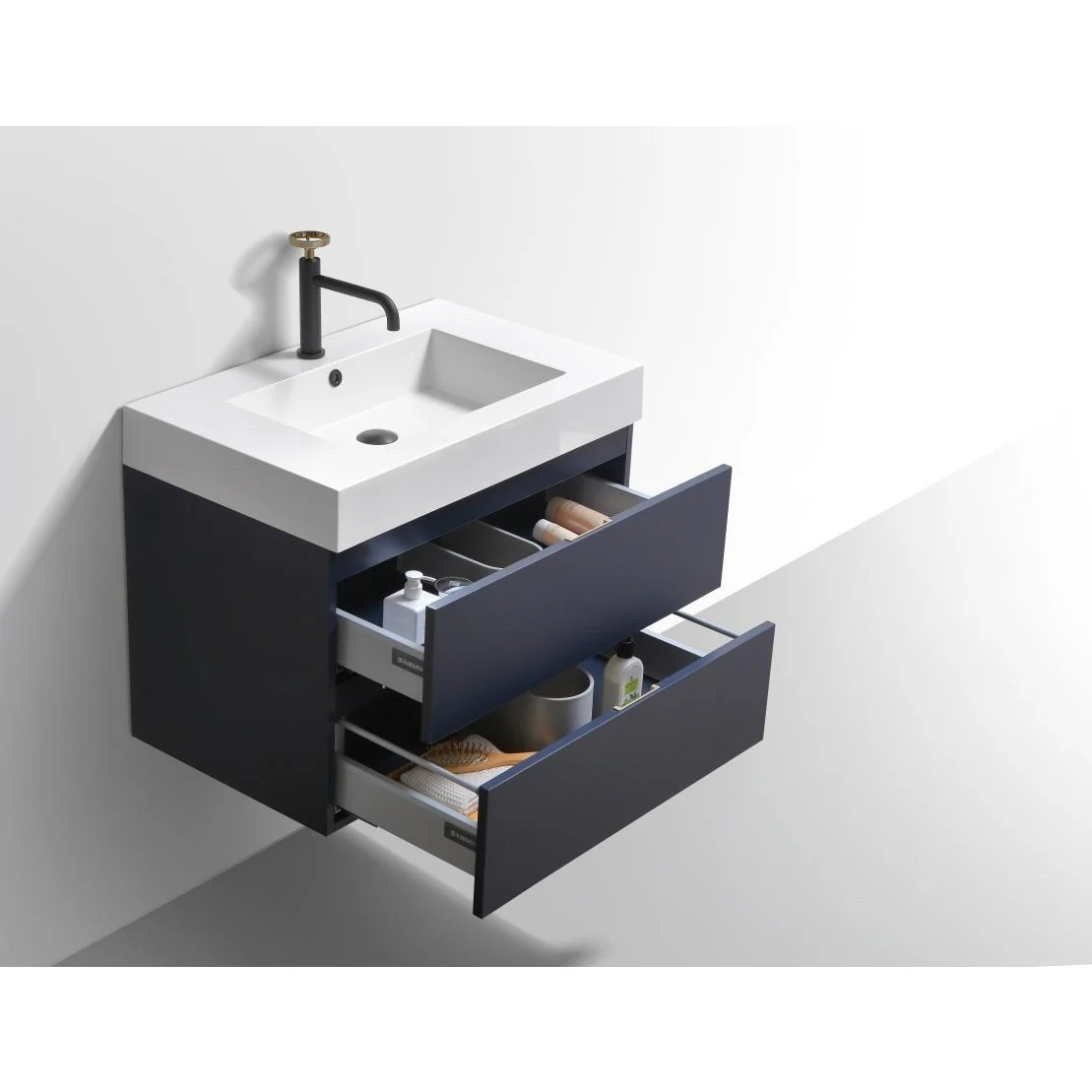 KubeBath Blue Wall Mount Modern Bathroom Vanity - Image 10