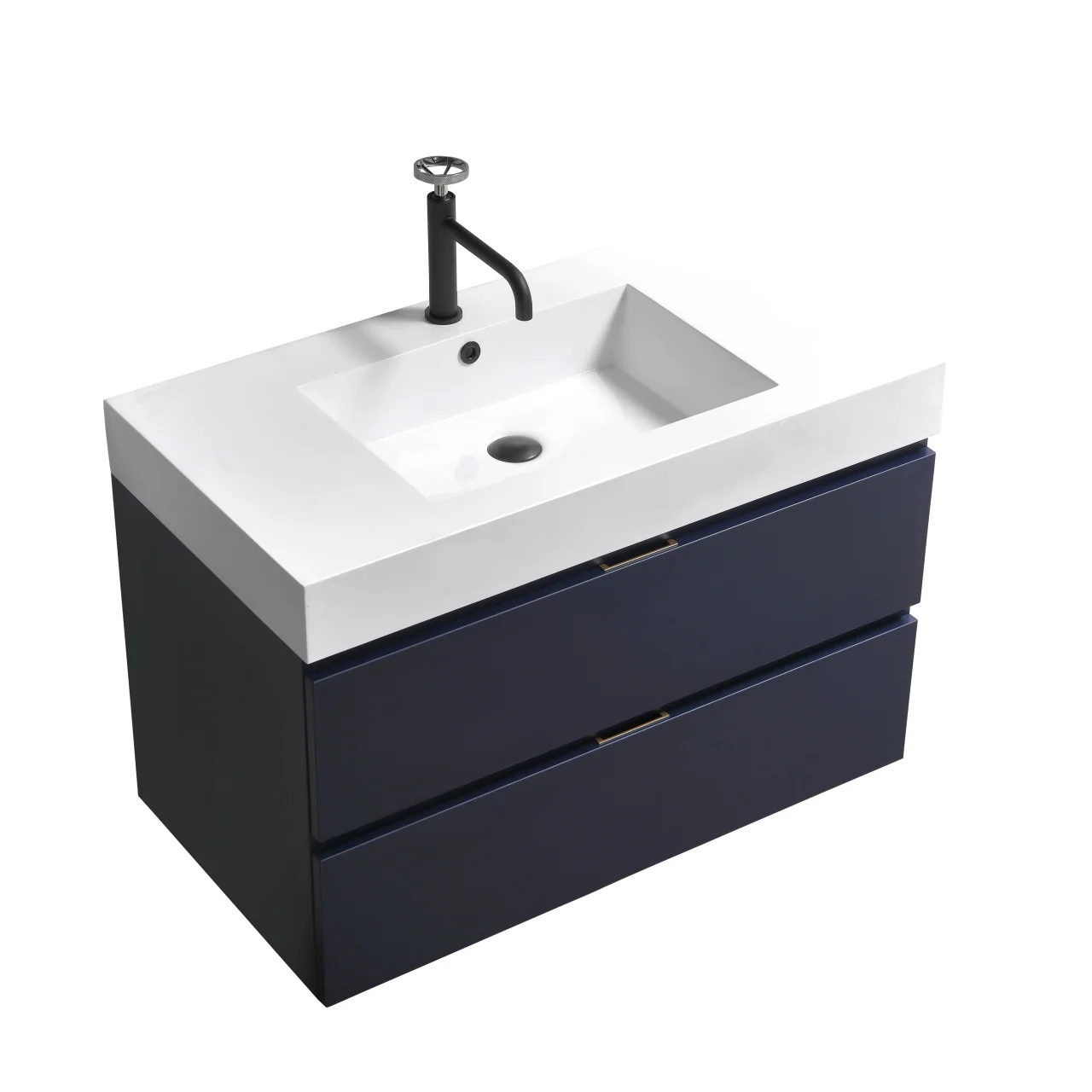KubeBath Blue Wall Mount Modern Bathroom Vanity - Image 11