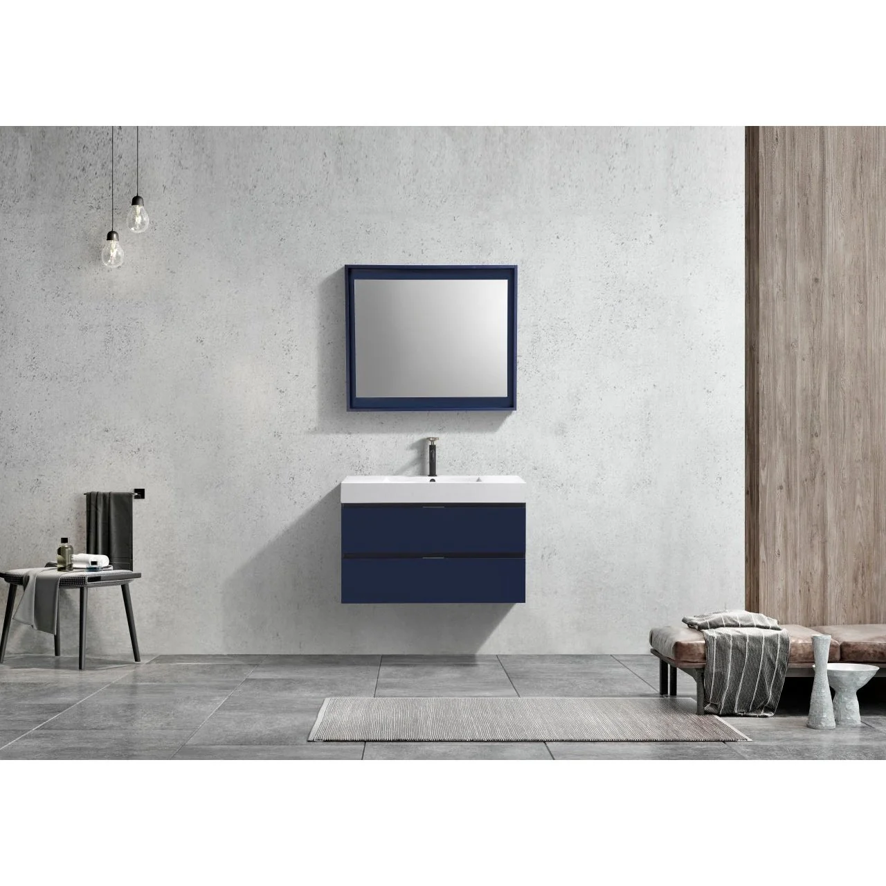 KubeBath Blue Wall Mount Modern Bathroom Vanity - Image 12