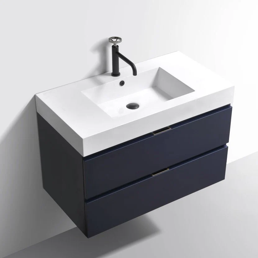 KubeBath Blue Wall Mount Modern Bathroom Vanity - Image 14