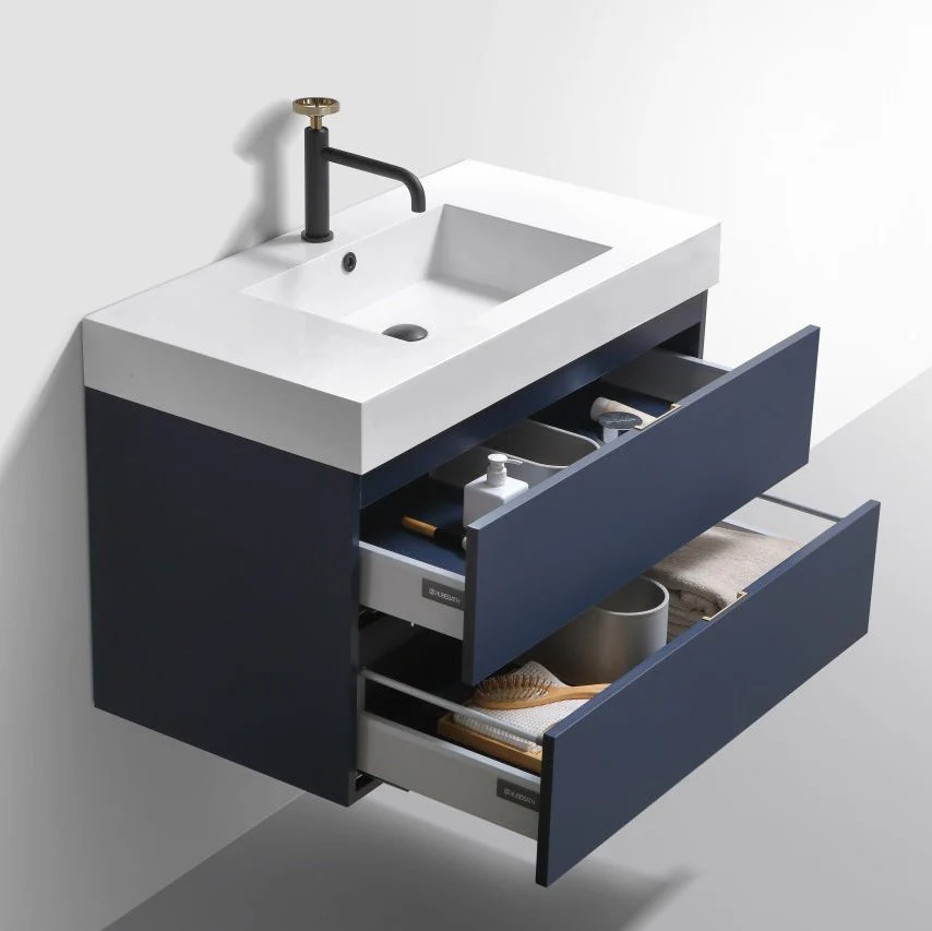 KubeBath Blue Wall Mount Modern Bathroom Vanity - Image 15