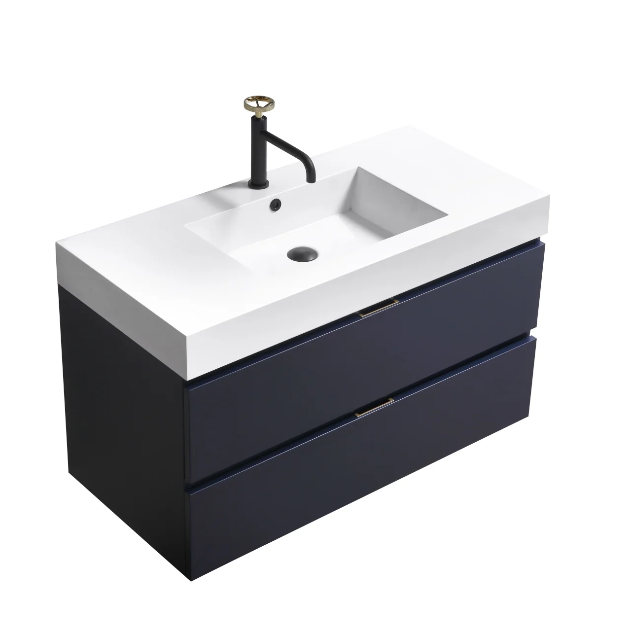 KubeBath Blue Wall Mount Modern Bathroom Vanity - Image 16