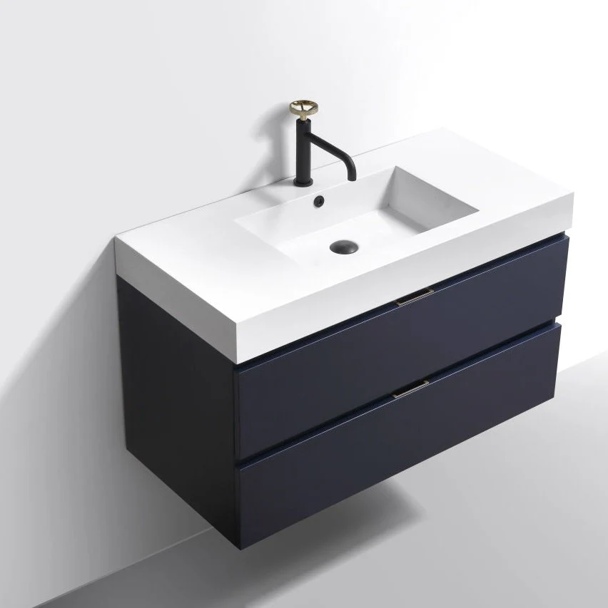 KubeBath Blue Wall Mount Modern Bathroom Vanity - Image 18