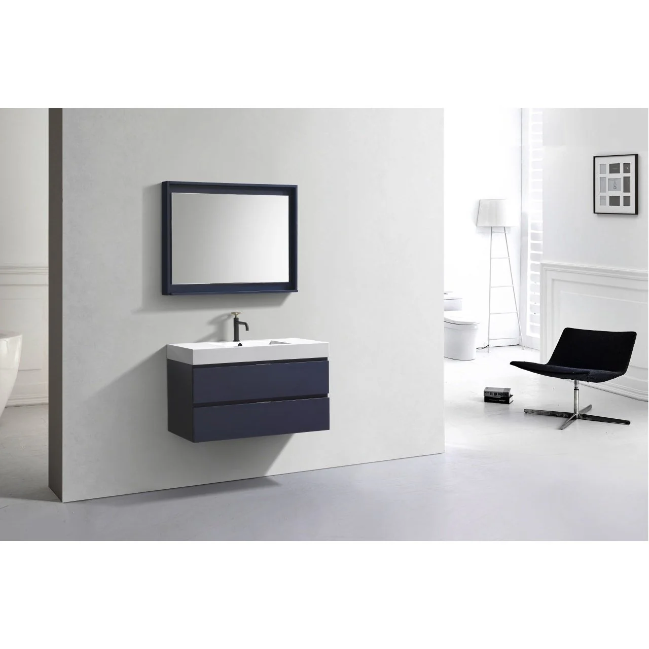 KubeBath Blue Wall Mount Modern Bathroom Vanity - Image 19