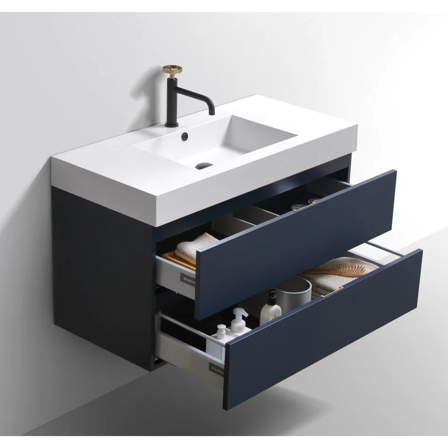 KubeBath Blue Wall Mount Modern Bathroom Vanity - Image 20