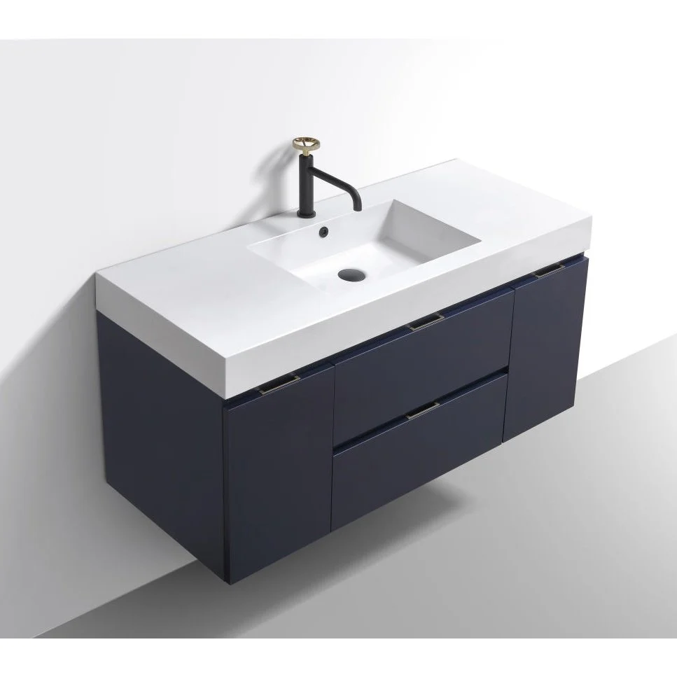KubeBath Blue Wall Mount Modern Bathroom Vanity - Image 23