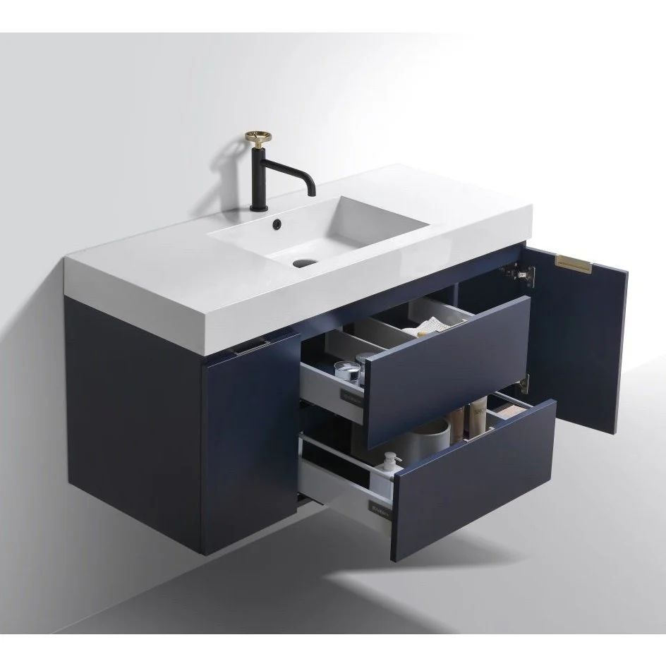 KubeBath Blue Wall Mount Modern Bathroom Vanity - Image 25