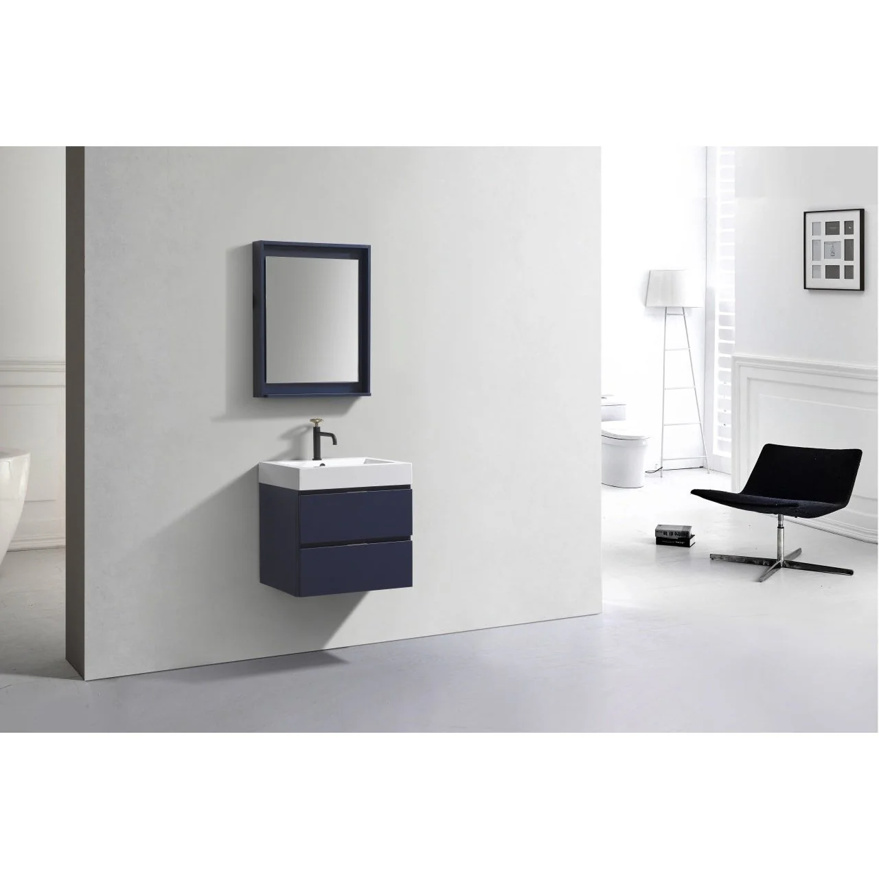 KubeBath Blue Wall Mount Modern Bathroom Vanity - Image 4