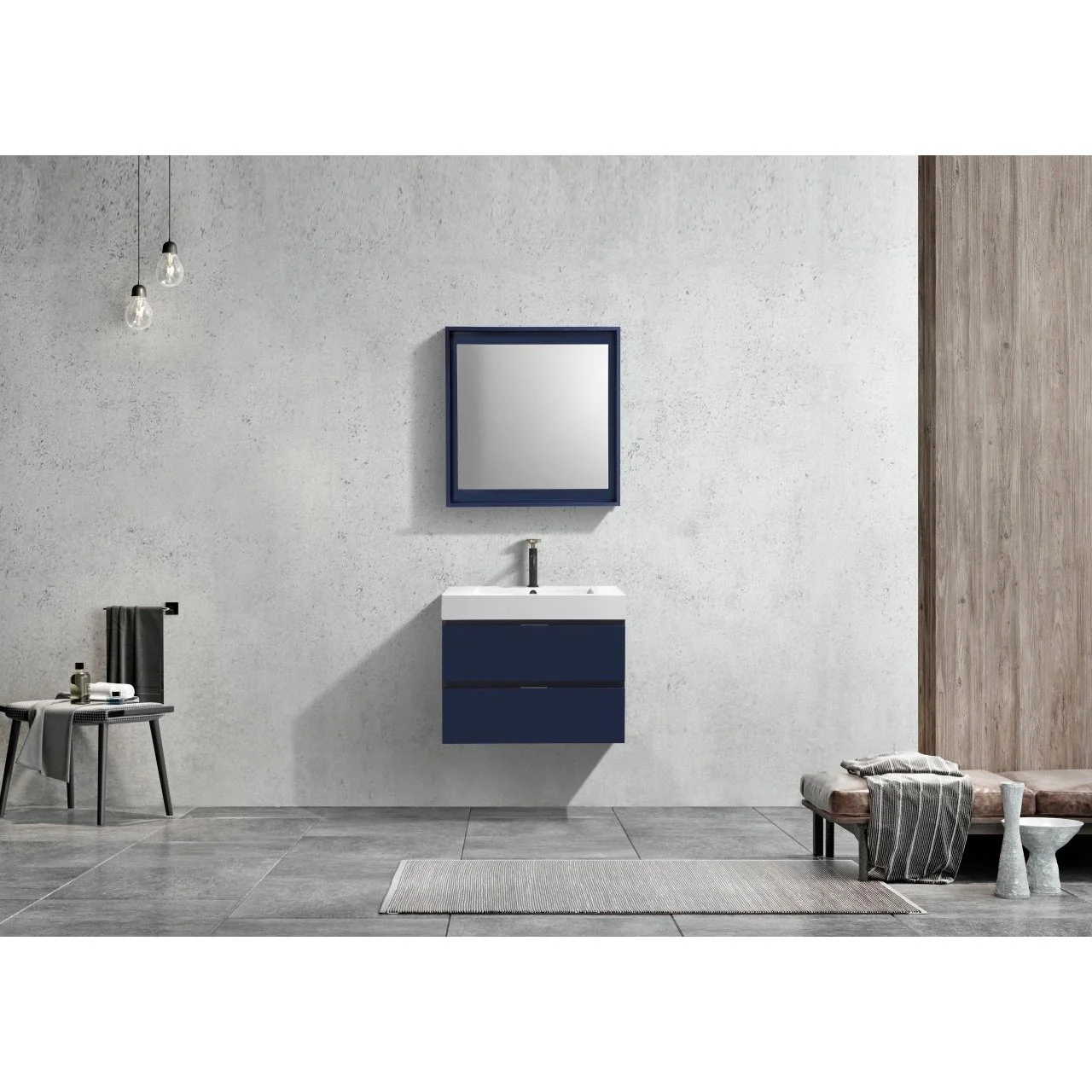 KubeBath Blue Wall Mount Modern Bathroom Vanity - Image 6