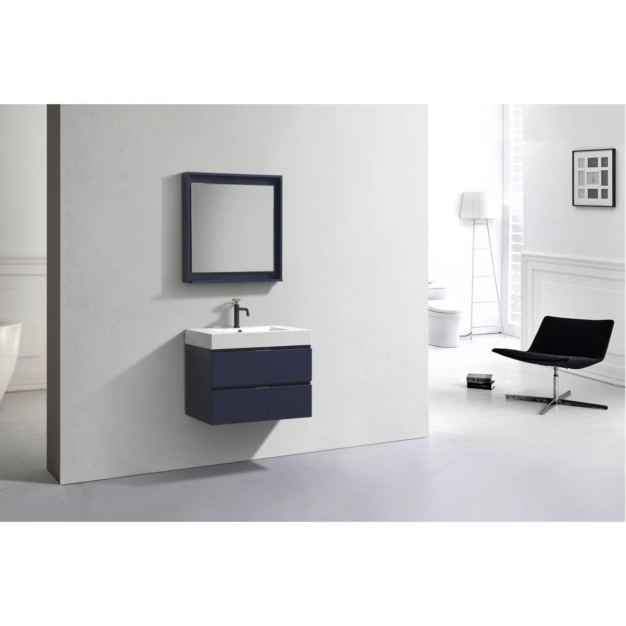 KubeBath Blue Wall Mount Modern Bathroom Vanity - Image 9