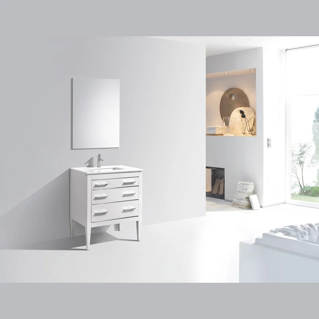 KubeBath Eiffel Gloss White Vanity with Quartz Counter Top - Image 12