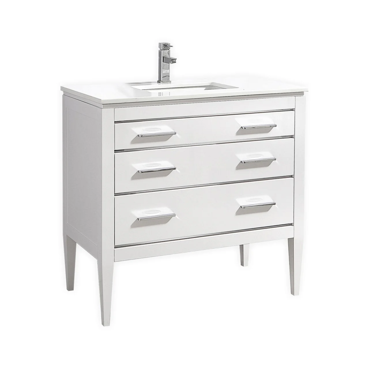 KubeBath Eiffel Gloss White Vanity with Quartz Counter Top - Image 14