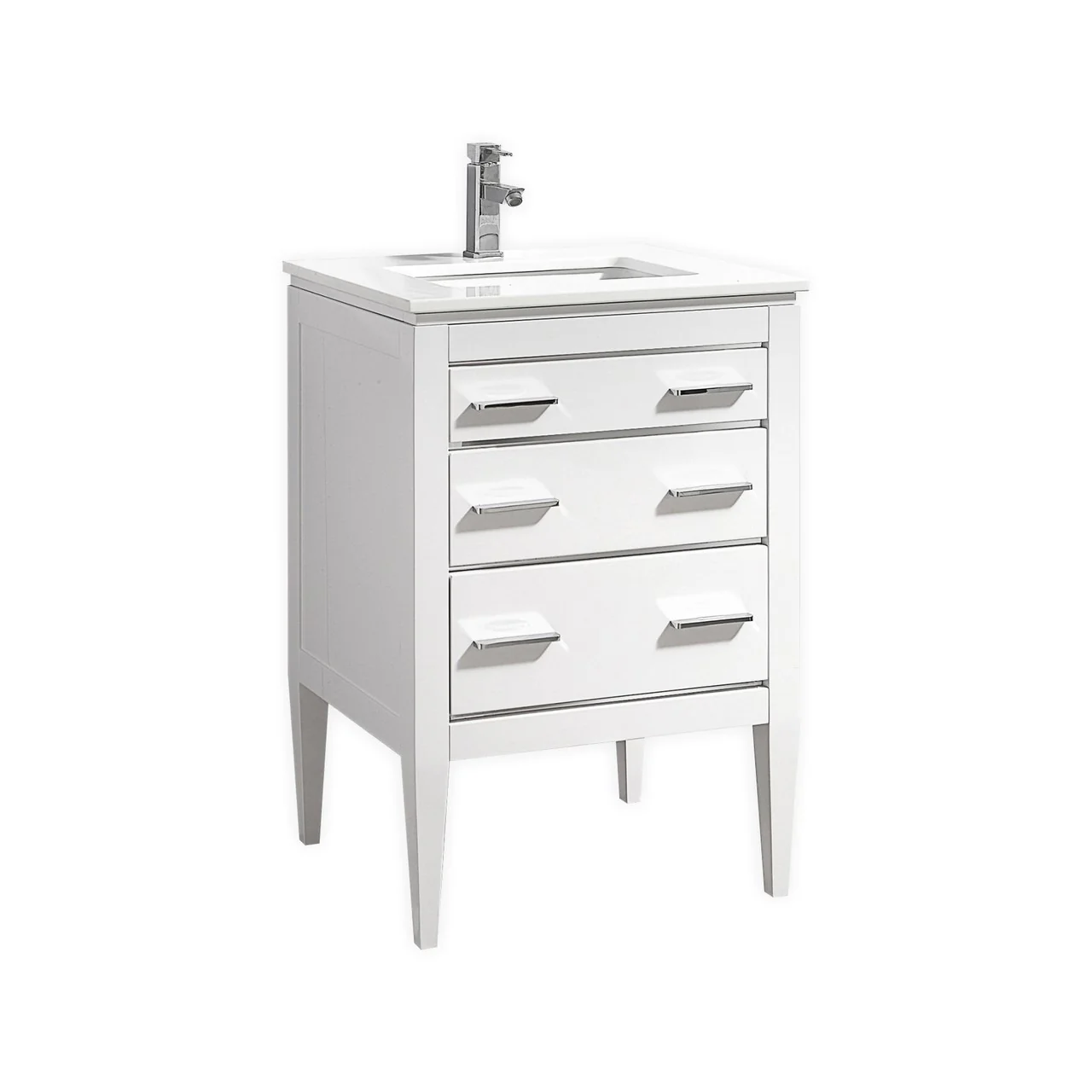 KubeBath Eiffel Gloss White Vanity with Quartz Counter Top - Image 2