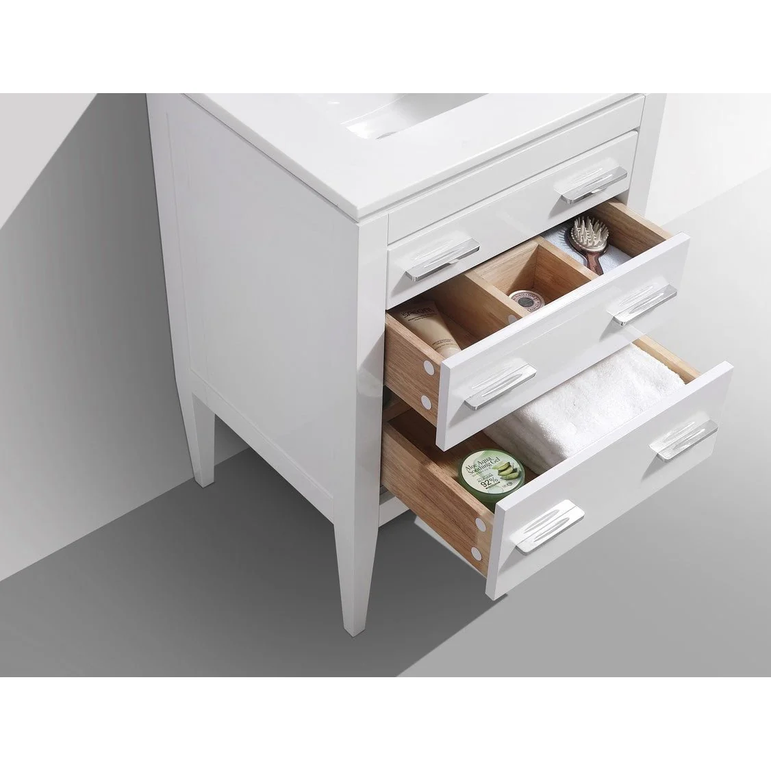 KubeBath Eiffel Gloss White Vanity with Quartz Counter Top - Image 4