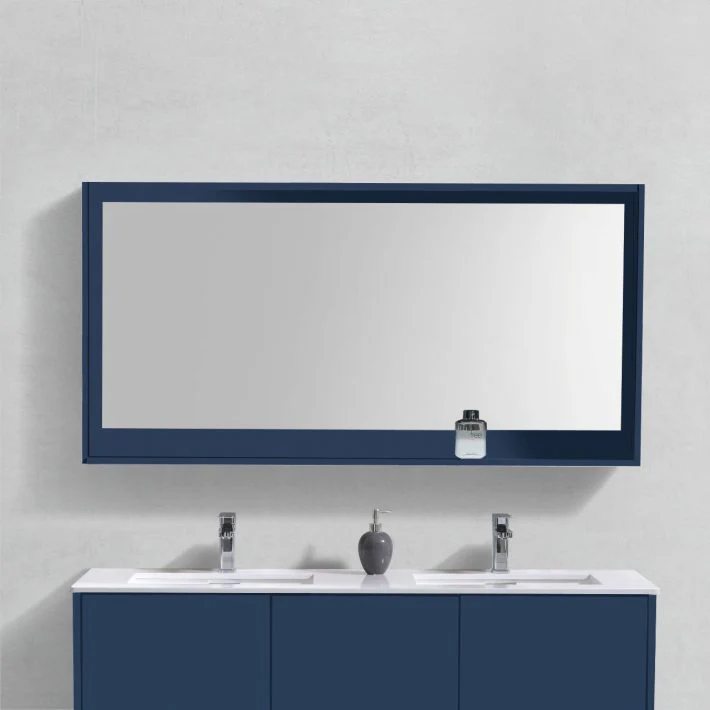 KubeBath Kube 70" Blue Finish Framed Mirror With Shelve