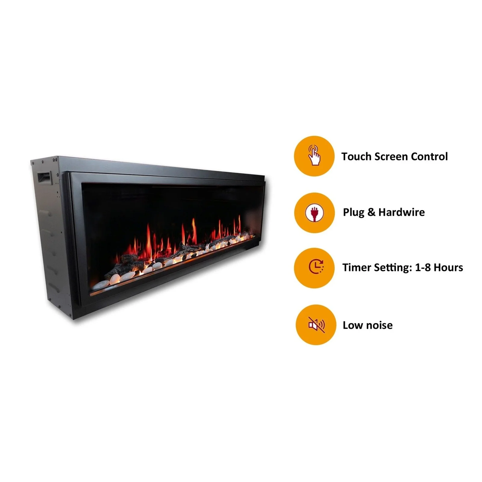 Litedeer Homes Latitude 65" Smart Electric Fireplace with App Driftwood Log & River Rock - Image 12
