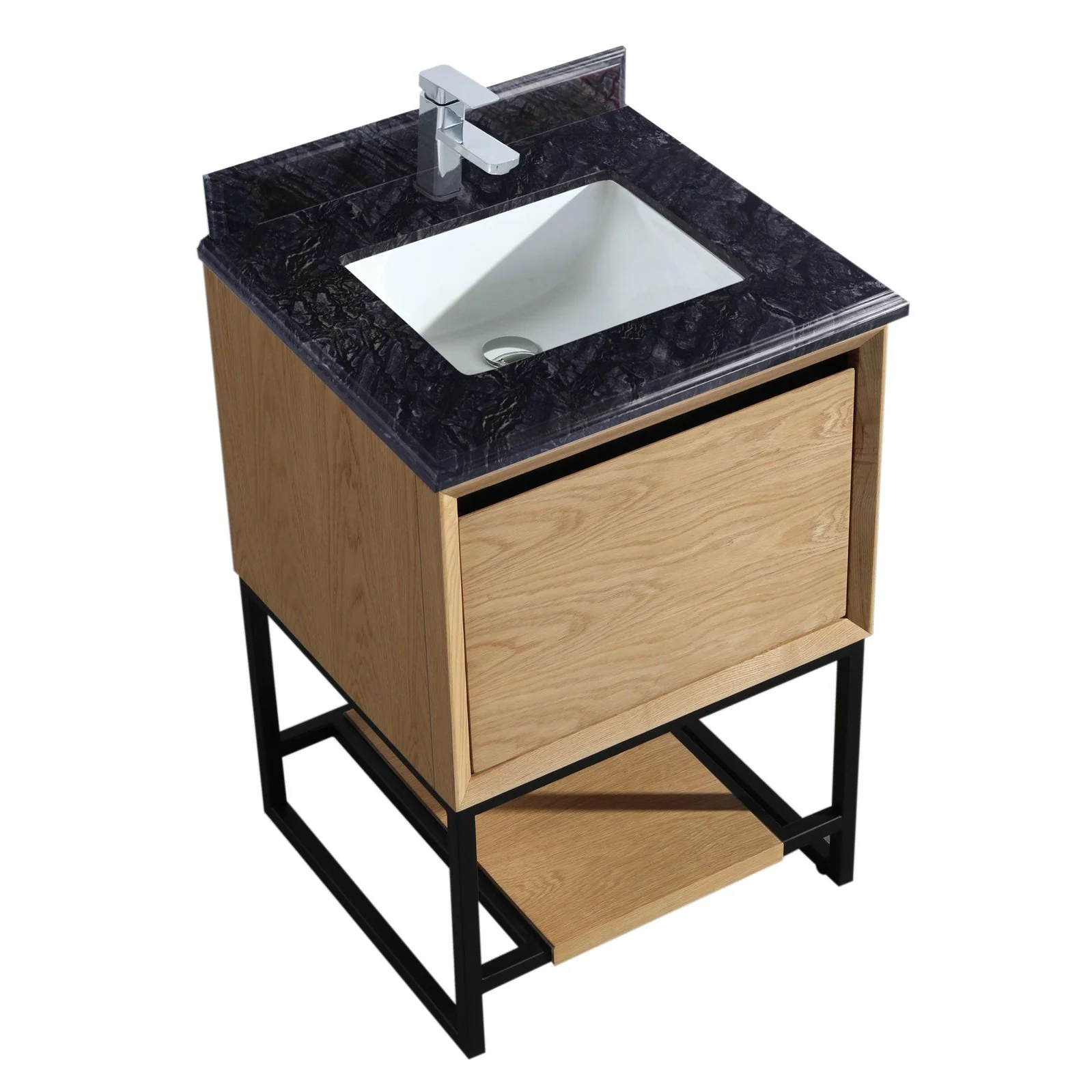 Laviva Alto 24” California White Oak Bathroom Vanity with Black Wood Marble Countertop 313SMR-24CO-BW - Image 5