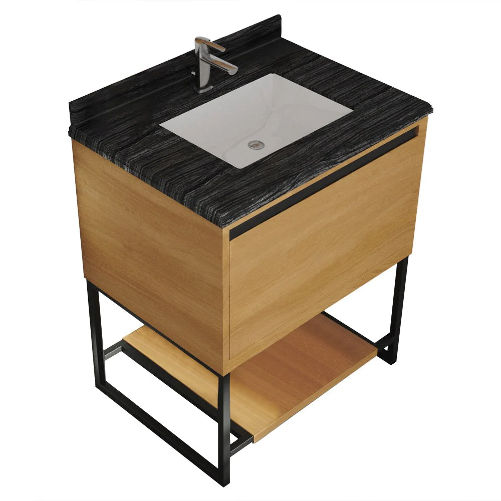 Laviva Alto 30" California White Oak Bathroom Vanity with Black Wood Marble Countertop 313SMR-30CO-BW - Image 5