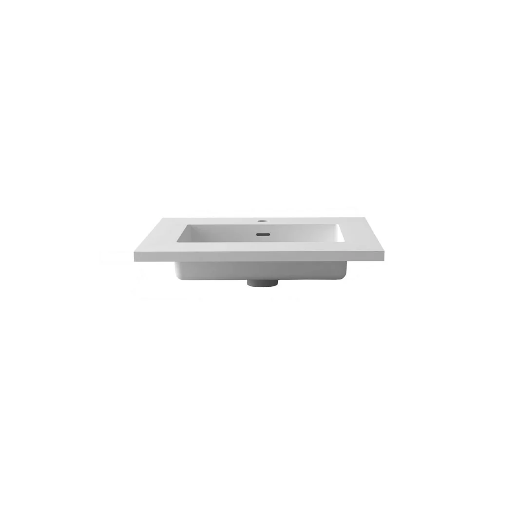 Laviva Forever VIVA Stone 24" Matte White Solid Surface Countertop with Integrated Sink 313SQ1HSS-24-MW - Image 2