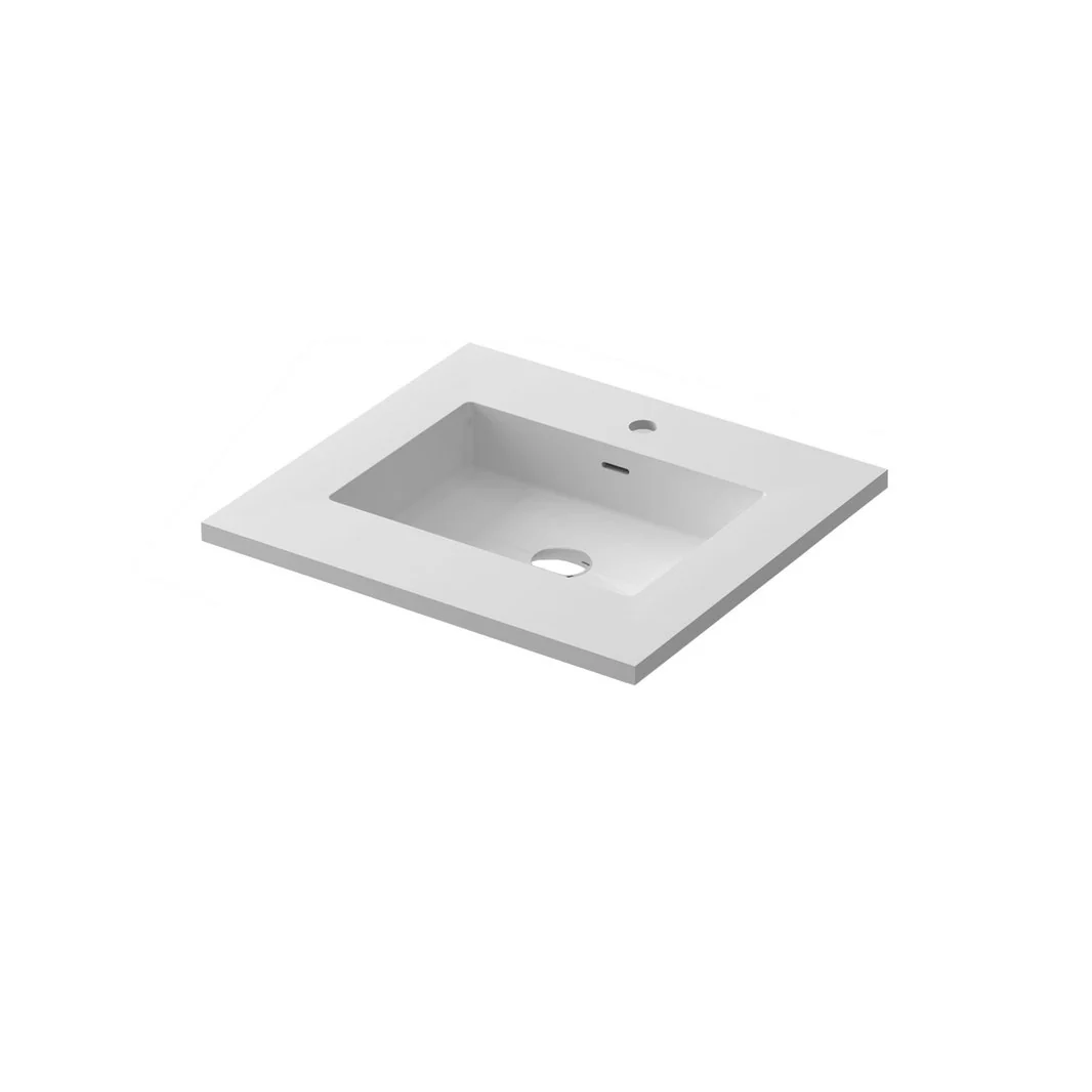 Laviva Forever VIVA Stone 24" Matte White Solid Surface Countertop with Integrated Sink 313SQ1HSS-24-MW - Image 3